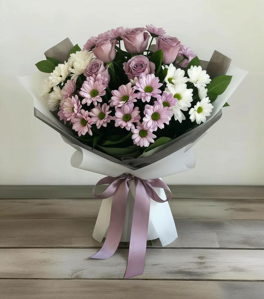 Букет цветов из: Хризантемы и Розы в Старомарьевке