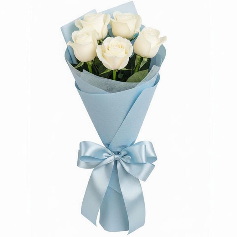 Букет 5 Белых роз Проуд в Старомарьевке