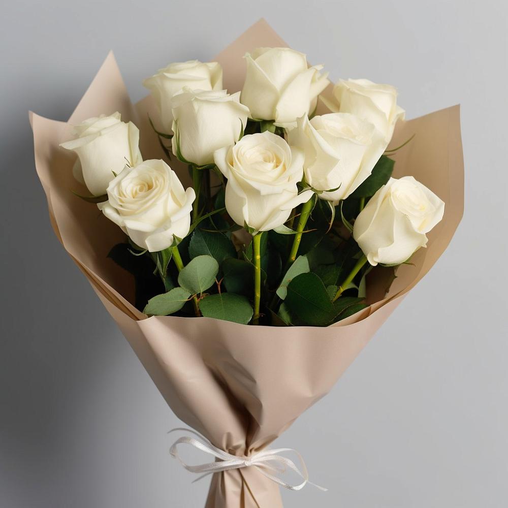 Букет 9 Белых роз Эдлесс Лав в Старомарьевке