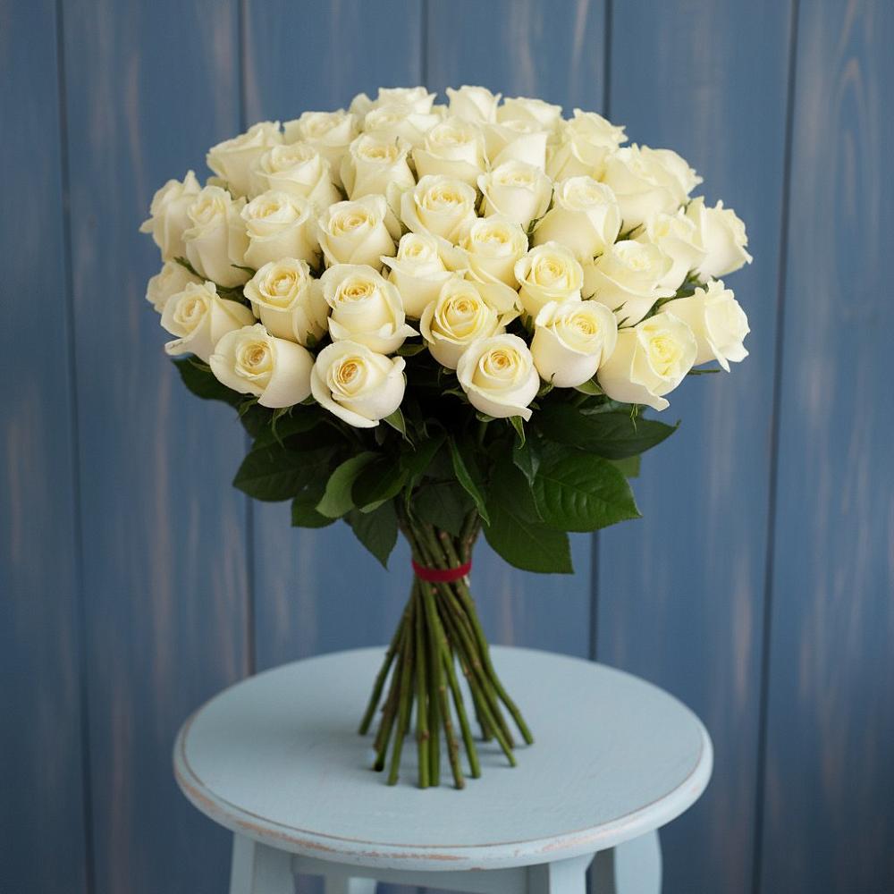 Букет 51 Белая роза Эдлесс Лав в Старомарьевке