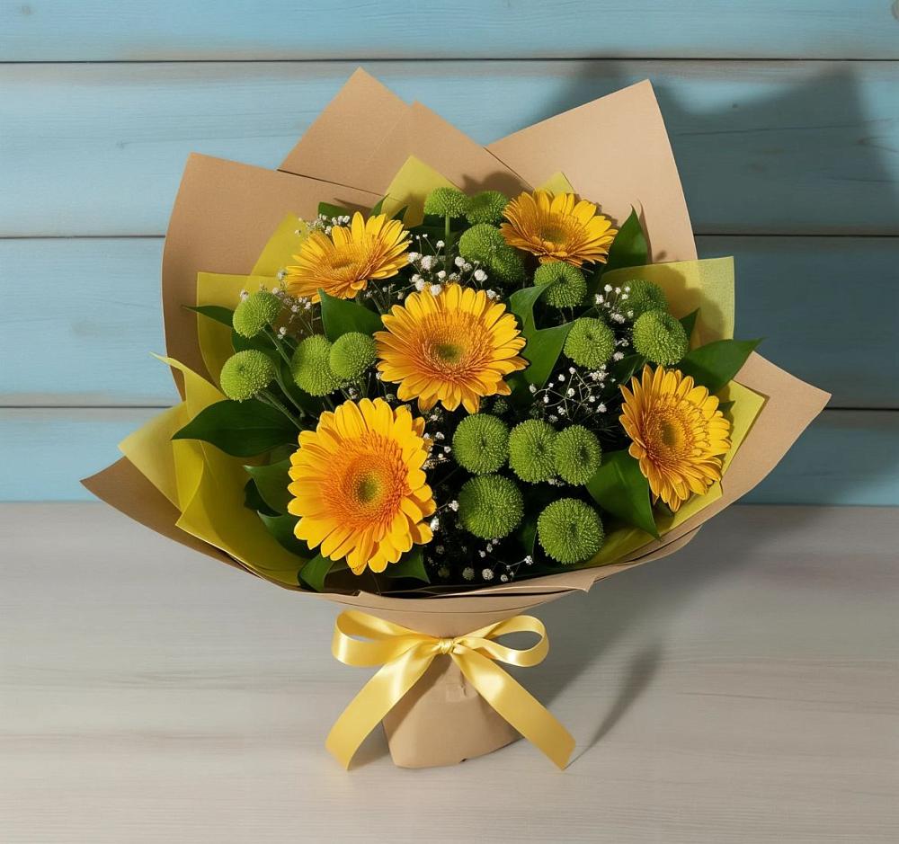 Букет цветов из: Герберы и Хризантемы в Старомарьевке