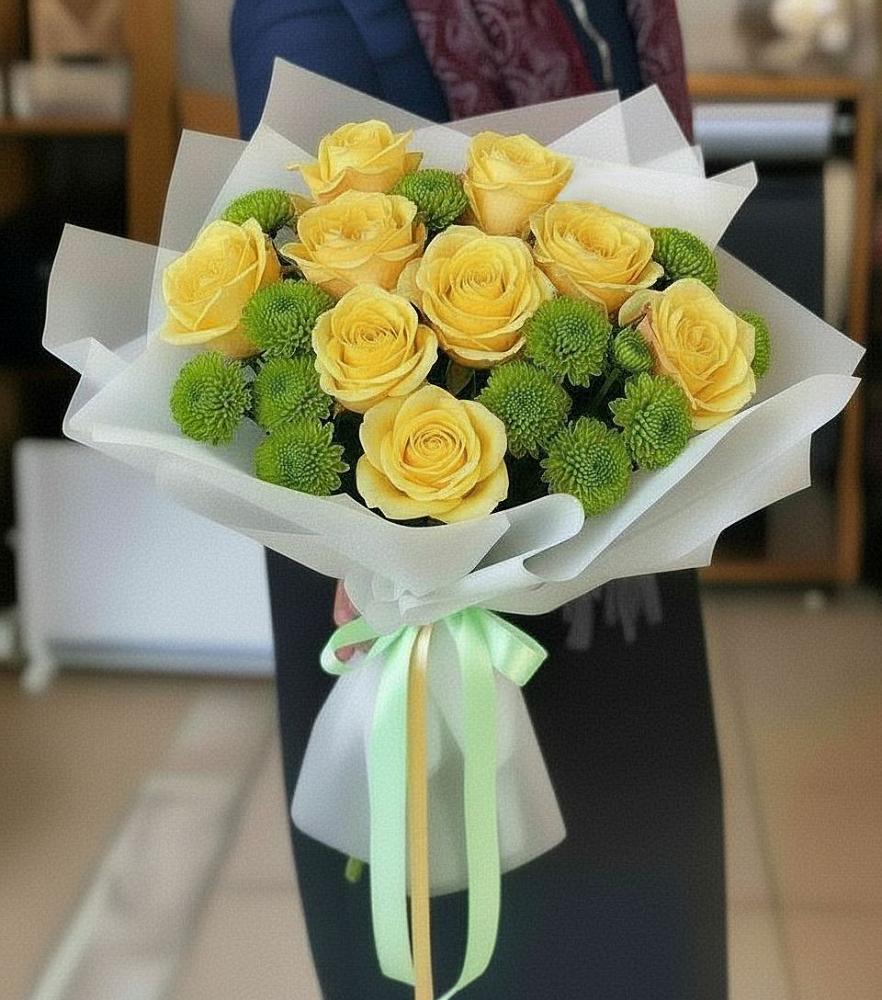 Букет цветов из: Хризантемы и Розы в Старомарьевке