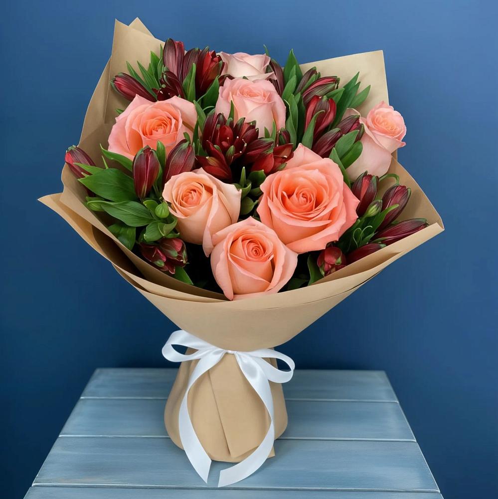 Букет цветов из: Розы и Альстромерии в Старомарьевке