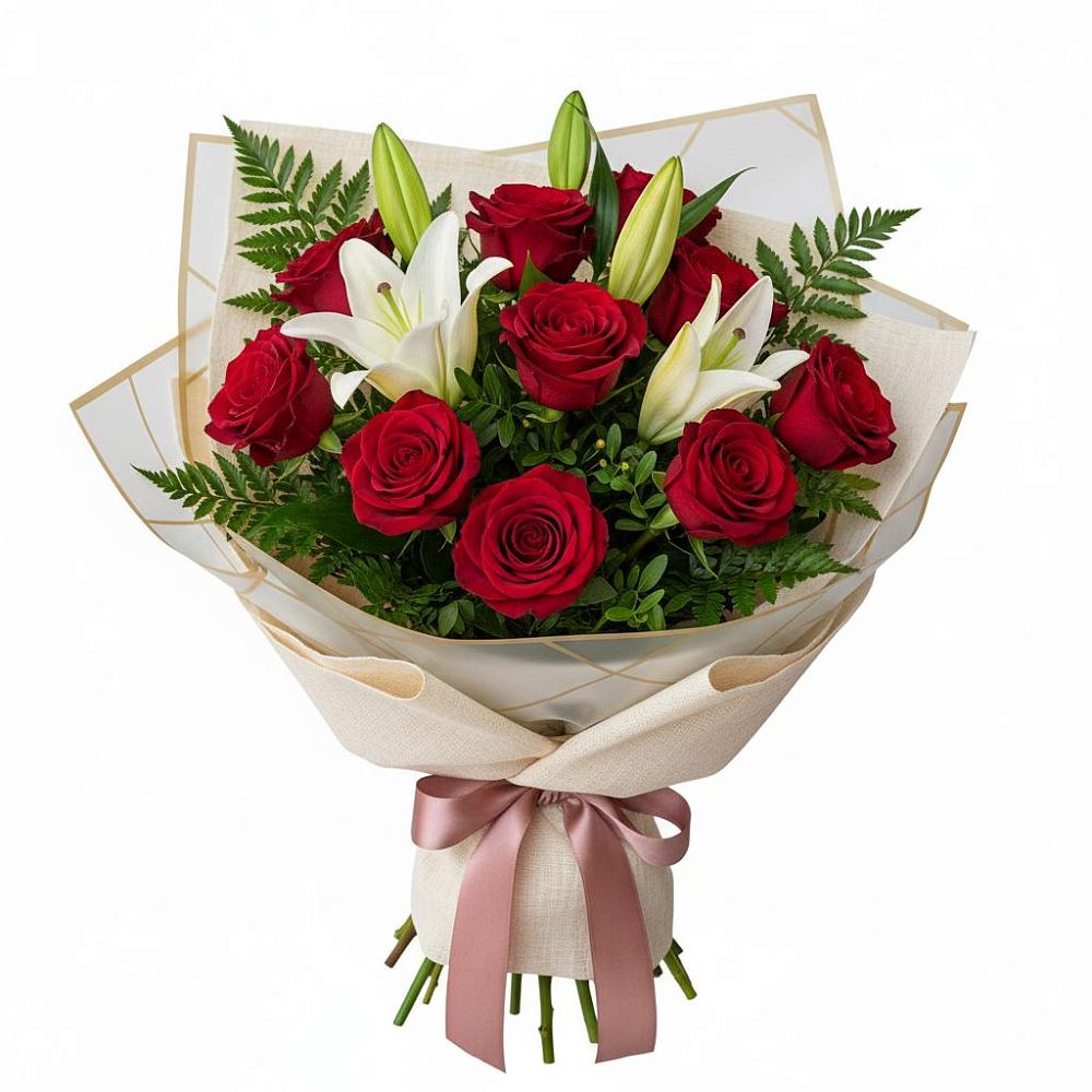 Букет цветов из: Лилии и Розы в Старомарьевке