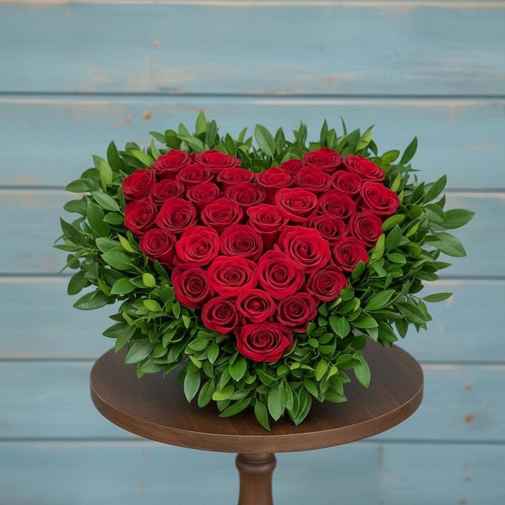 Цветочная композиция из Розы в виде сердца в Старомарьевке