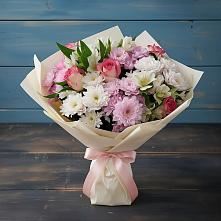 Букет цветов из:  Хризантемы, Альстромерии и Розы #REPLACE_PRED# Старомарьевке