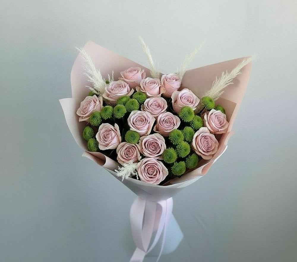 Букет цветов из: Розы и Хризантемы в Старомарьевке