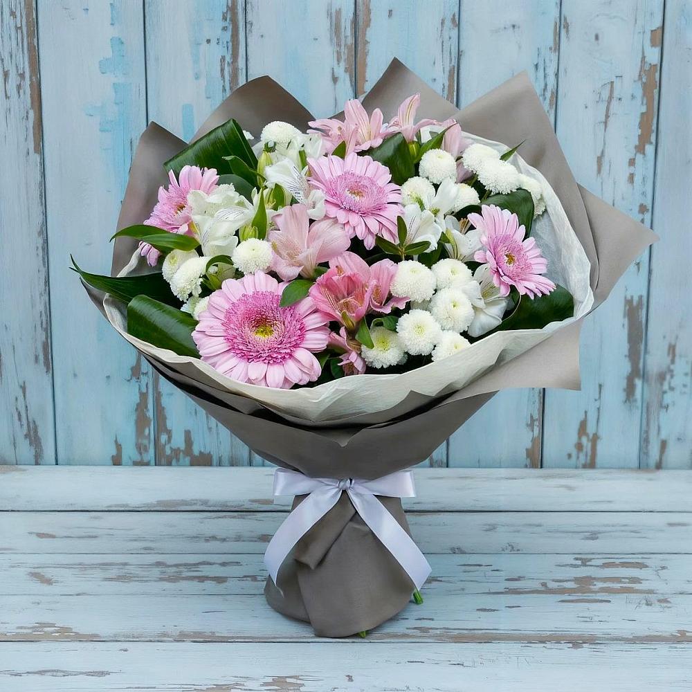 Букет цветов из: Герберы, Альстромерии и Хризантемы в Старомарьевке