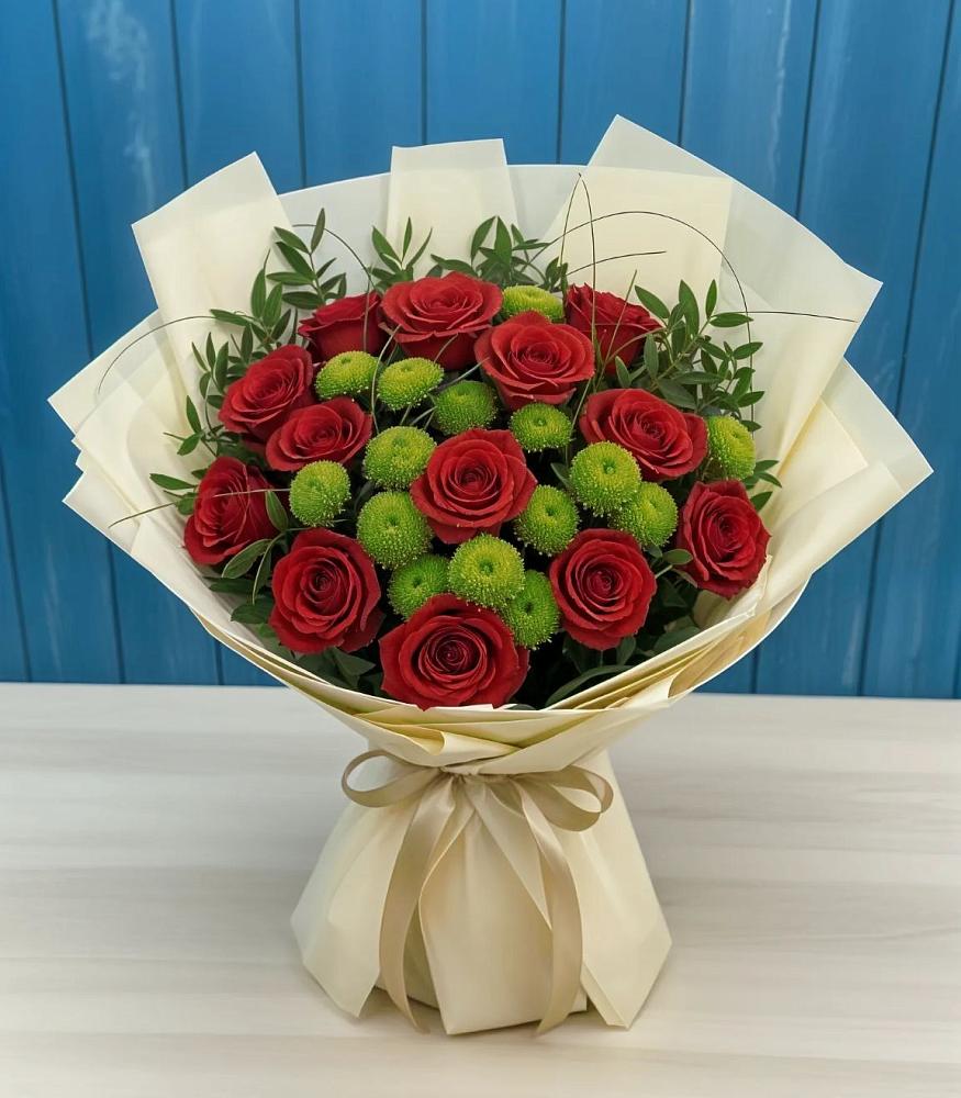 Букет цветов из: Розы и Хризантемы в Старомарьевке